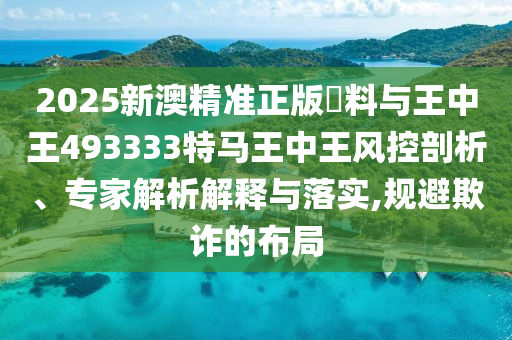 2025新澳精準(zhǔn)正版資料與王中王493333特馬王中王風(fēng)控剖析、專(zhuān)家解析解釋與落實(shí),規(guī)避欺詐的布局